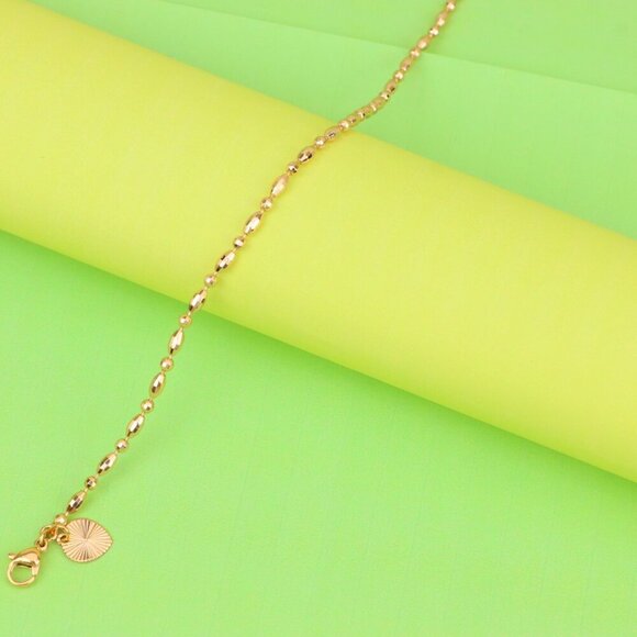 "Beaded Rose Gold Anklet with Shine Charm, XPAL1166 - Picture 2 of 12